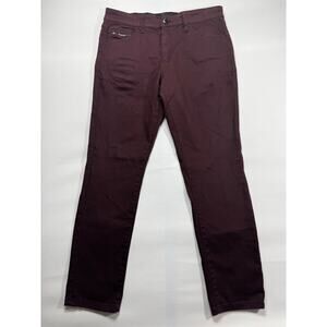 Fried-Denim Men's Slim Fit Burgundy Stretch Denim Jeans - Size 34x30 (34x29)